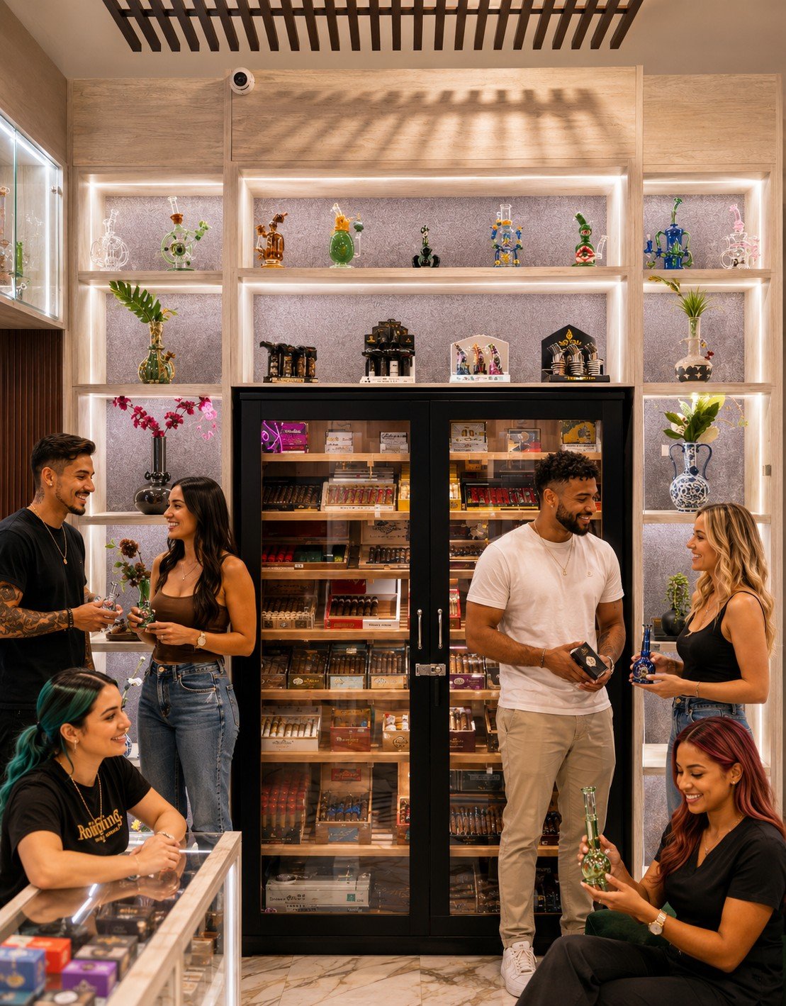 The cigar and premium selection area at Rolling & Co.